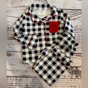 NWOT Cozy Kids Checkered Pajama Set‎ with Red Pocket 12 months